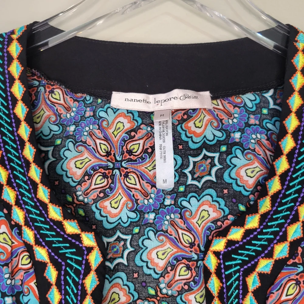 Nanette Lepore Swim Paloma Embroidered Tunic Beach Pool Coverup Dress Sz Medium - Picture 5 of 14